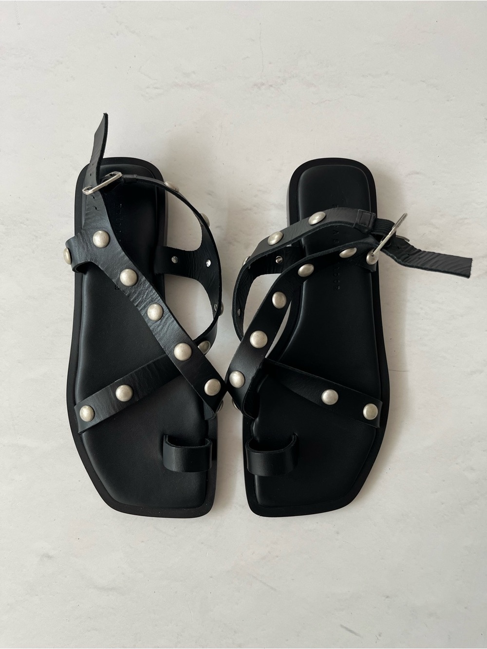 Freda Salvador Paxton Calf Leather Studded Sandal Black 8.5